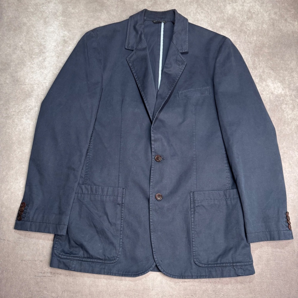 Orvis Mens Navy Blue Cotton Twill 2-Button Sport Coat Blazer 38R Portugal